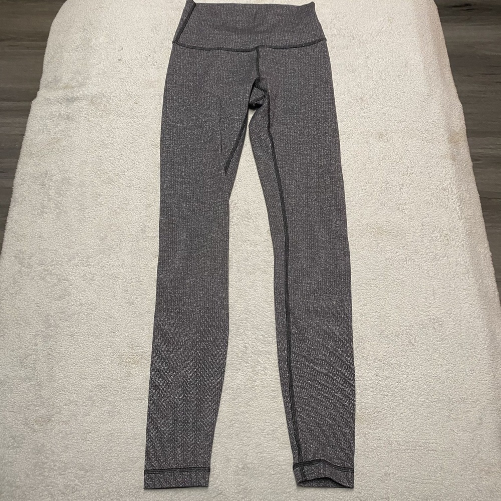 Lululemon Wunder Under‎ High Rise Tight Size 4 Gray Black Jacquard Knit 28"